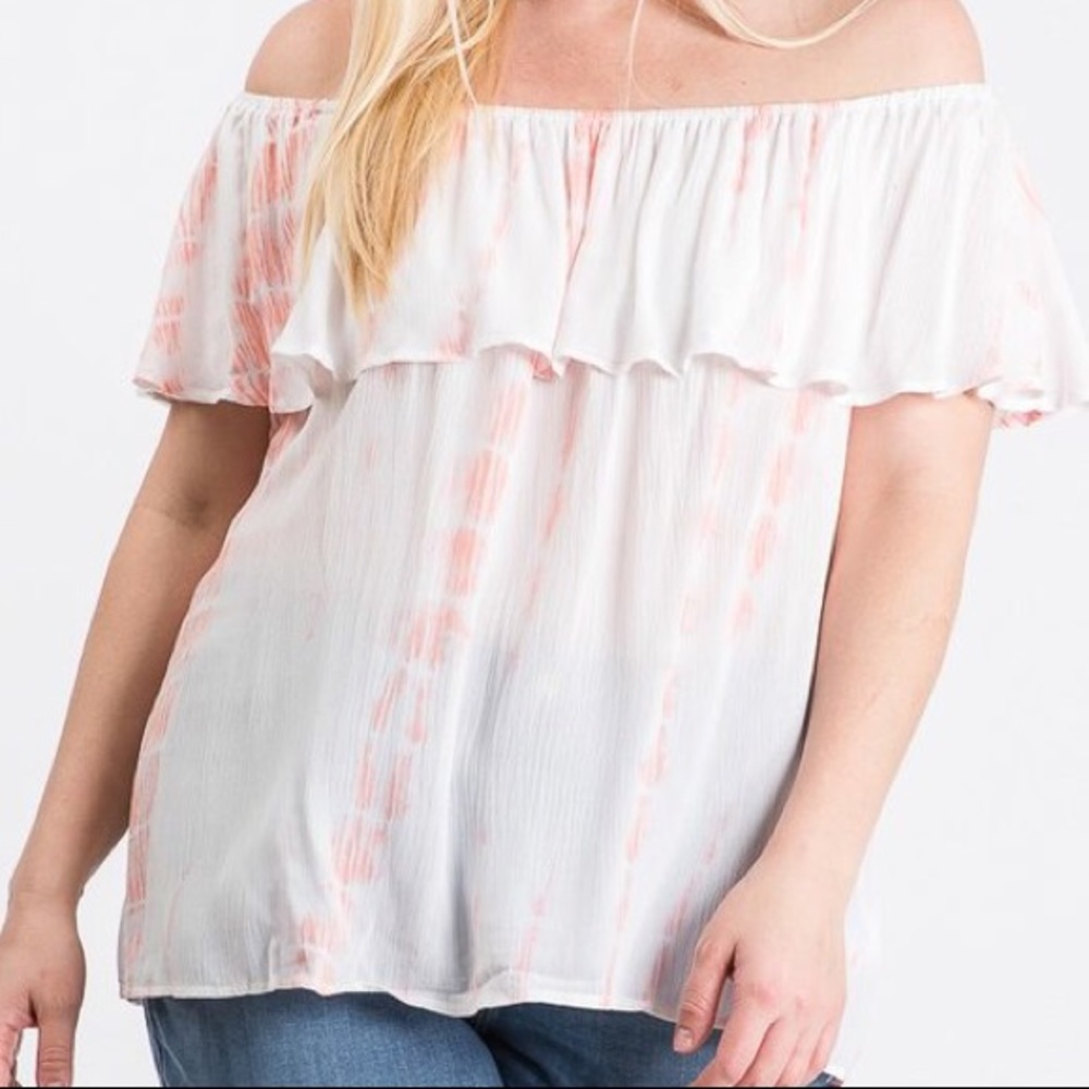 Pink Plus Dye Off the Shoulder Top Size 2X New with tags